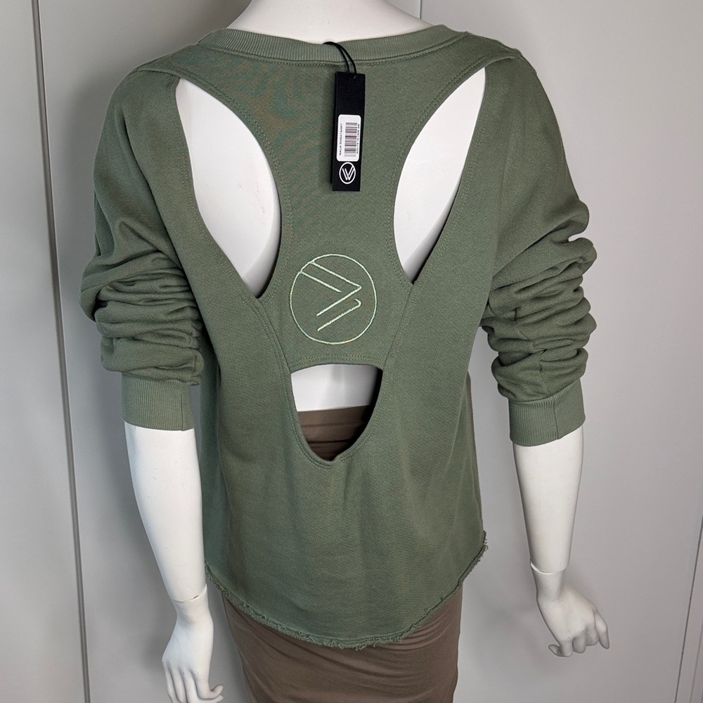 French Terry Green Cutout Back Sweatshirt